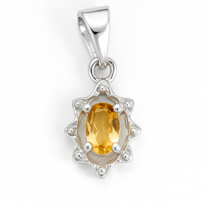 Colgante Ovalado de Citrino Chapado en Rodio de Plata de Ley, Hecho a Mano, Minimalista, con Gema, Amuleto para Collar, Piedra de Nacimiento de Noviembre - Product Image 3