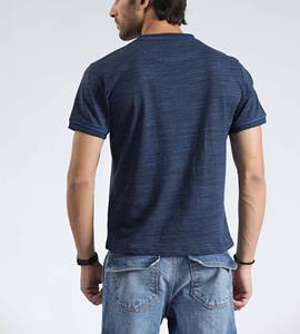Camisetas para Hombre Más Vendidas Hechas en Pakistán, Elegantes de Manga Corta con Algodón Premium Azul Oscuro, Camisetas a Rayas Personalizables OEM - Product Image 2