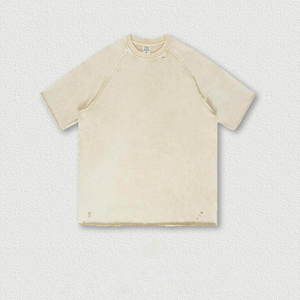 เสื้อยืดพิมพ์ลายสตรีทแวร์วินเทจฟอกสีสไตล์ย้อนยุคสำหรับผู้ชายคุณภาพสูง ขายส่ง ผลิตตามสั่ง ผ้าฝ้ายคุณภาพสูง แขนสั้นเนื้อหนา - Product Image 2