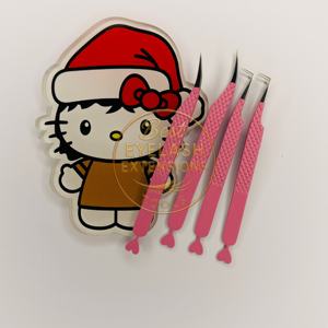 Juego de Pinzas para Extensión de Pestañas Rosadas con Bonito Soporte de Acrílico para Pestañas, Kit de Herramientas Profesionales de Acero Inoxidable para Pestañas - Product Image 4