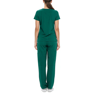 Women's Green <b>Scrub</b> Set V-Neck Top With Pockets And Drawstring Pants Hospital <b>Uniform</b> Medical Workwear - Product Image 2