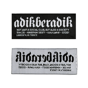 Etiquetas de tela damasco personalizadas de primera calidad, con corte láser, lavables, rectangulares, para bolsas de ropa, con logotipo de marca, estilo Selangor - Product Image 1