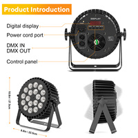 U`King 18x10W RGBW 4 en 1, Luz Par LED Delgada de Aleación de Aluminio para Escenario, Mezcla de Colores, para DJ, Discoteca, Fiesta, Club Nocturno, Boda