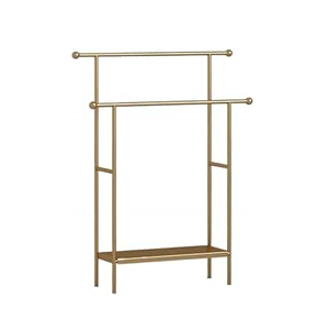 Porte-serviettes double rail en métal doré de qualité supérieure, support autoportant, organisateur de salle de bain, structure moderne, élégante, minimaliste et durable - Product Image 1