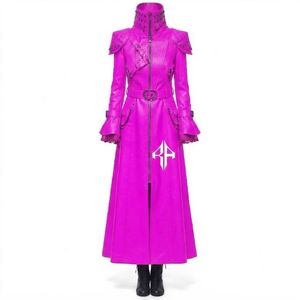 Abrigo gótico de cuero para mujer con manga regular, cuello vuelto y decoración de tela de sarga, personalizado por RIVIAN ATLANTIC - Product Image 2