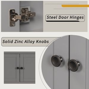 Tocador de baño gris elegante moderno de 24 \ ", fregadero de cerámica elegante, marco de madera maciza, estante de estilo abierto, vídeo (OLD SKU) - Product Image 4