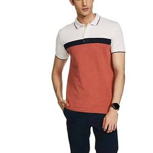 Polo pour homme à blocs de couleur, manches courtes, en coton piqué, décontracté, respirant, boutonné devant, coupe classique - Product Image 3