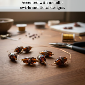 ลูกปัดแก้วสีน้ำตาลพรีเมียม EXCEL EXPORTS แบบแฮนด์เมด ขนาด 8 นิ้ว |   เค้กแต่งงานแบบผสมผสาน รูปทรงหลากหลาย ลูกปัดตกแต่ง DIY เครื่องประดับ - Product Image 3