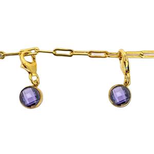 Colgante de Amatista Claro Redondo de 6mm con Cierre de Langosta, Bañado en Oro, Fornitura de Joyería con Piedra Preciosa - Product Image 1