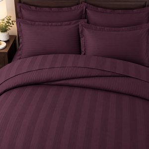 <b>Purple</b> Satin <b>Set</b> Dyed Satin <b>Bedding</b> <b>Set</b> T-250 Satin 100% Cotton Solid Woven Breathable All-Season Sheet Pillowcase <b>Set</b> - Product Image 2