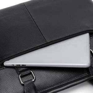 Sacs pour ordinateur portable en cuir véritable de la marque Saqi, service OEM ODM, prix de gros, design personnalisé, sac pour ordinateur portable sur mesure avec fermeture éclair - Product Image 6
