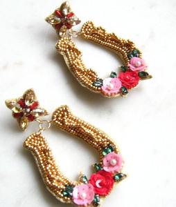 Pendientes de aro con cuentas bordadas NewArrival, con cuentas ligeras, estilo étnico chic, para bodas, fiestas, accesorio de joyería. - Product Image 3