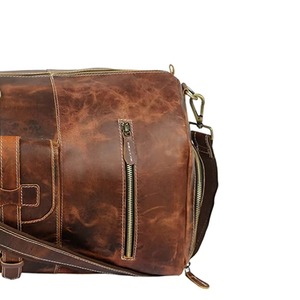 Sac de voyage sport de luxe en cuir véritable, sac de week-end vintage, sac de voyage pour homme et femme, grande capacité, léger, portable, en polyester - Product Image 3