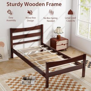 Lit simple classique en bois foncé pour enfants, cadre en bois massif, mobilier de chambre à coucher, vente en gros - Product Image 4