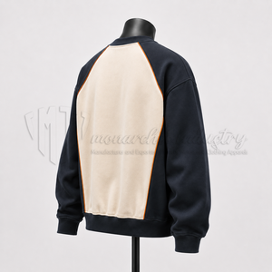Sudadera de cuello redondo con bloques de color para hombre, sudadera polar personalizada, sudadera informal estilo streetwear con manga raglán, venta al por mayor - Product Image 6