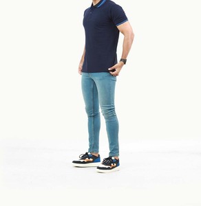 เสื้อโปโลผู้ชายสีน้ำเงินกรมท่า แขนสั้น สีพื้น ผ้าฝ้ายถัก สวมใส่สบาย ระบายอากาศได้ดี ทรงปกติ - Product Image 2
