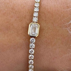 Bracelet de luxe en argent avec pierres Moissanite, style rappeur, bracelet Moissanite en argent sterling 925, bracelet tennis Moissanite - Product Image 1