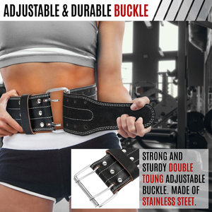 Ceinture de musculation en cuir véritable à double boucle, boucle en acier inoxydable, pour soulevé de terre, squat, haltérophilie, fabrication usine - Product Image 5