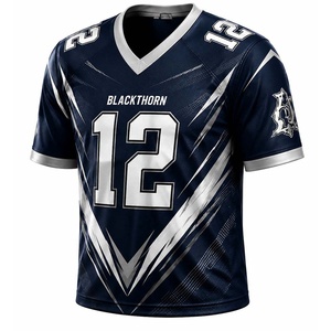Uniforme de Fútbol Americano Sublimado con Cuello en V, Manga Corta, Spandex/Poliéster, Blanco y Negro, Absorbe la Humedad, con Nombre de Jugador - Product Image 2