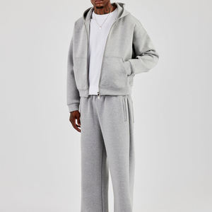 Sudadera con Capucha y Cremallera para Hombre, Talla Grande, Color Sólido, Informal, de Forro Polar Transpirable, con Bolsillo, 340g, Ropa de Invierno, 100% Algodón, Oxend Sports - Product Image 5