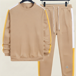 Conjunto Deportivo Negro para Hombre, Pantalones con Cordón Ajustable, Estilo Casual, Manga Larga, Spandex/Algodón, Transpirable, Corte Regular, Estilo Invernal, Estampado - Product Image 4