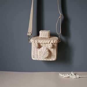 New style child <b>small</b> bag kids <b>handbag</b> for baby girls rattan bags camera shaped kid shoulder <b>handbags</b> - Product Image 3