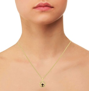 Wholesale Memoria Jewels Yellow Gold Plated Cute Peace Sign Pendant <b>Necklace</b> 925 Sterling <b>Silver</b> IGI Certified Anniversary Gift - Product Image 2