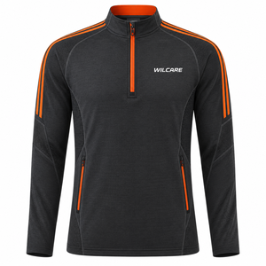 Chaqueta Deportiva WILCARE para Hombre, Negra y Naranja, con Media Cremallera, Manga Larga, Transpirable, de Poliéster, para Actividades al Aire Libre - Product Image 4