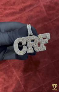 Collar Personalizado con Colgante 'CRF' Chapado en Oro, Estilo Iced Out, Joyería de Lujo Hip Hop, Accesorio de Moda - Product Image 2