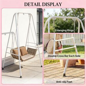 White Outdoor <b>Swing</b> <b>Frame</b> Supportive Patio Hammock Chair <b>Frame</b> - Product Image 3