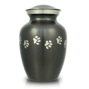 Urne funéraire bleue pour animaux de compagnie, souvenir pour cendres, motif patte argentée, faite à la main, pour cendres de chat et de chien - Product Image 4