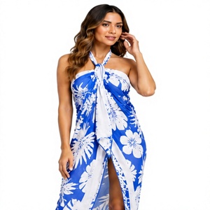 OEM ODM lightweight polyester Sarong <b>Women</b> <b>Beach</b> Wrap vacation floral Lightweight <b>Cover</b> <b>Up</b> Skirt Tropical Island Resort Fashion - Product Image 3