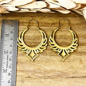 Nouvelle Arrivée Boucles d'oreilles créoles géométriques bohèmes tribales en laiton pour femme, plaqué or 18 carats, plaqué argent, filigrane, cercle, pour soirée - Product Image 3