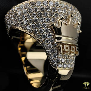 Bague personnalisée en or de luxe pour homme, sertie de diamants de laboratoire, motif toile d'araignée, style hip-hop, avec logo personnalisé - Product Image 3