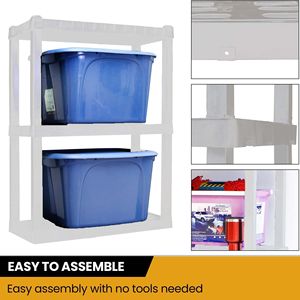 Garage Shelves 3-Tier Plastic <b>Storage</b> <b>Shelving</b> <b>Unit</b> 39"H X 14"D X 30"W White 300 lb Capacity - Product Image 3