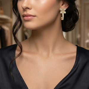 Floral asset <b>Gold</b> and Diamond bridal wedding luxury Fine Jewellery Gift diamond earing <b>Earrings</b> <b>Dangle</b> - Product Image 2