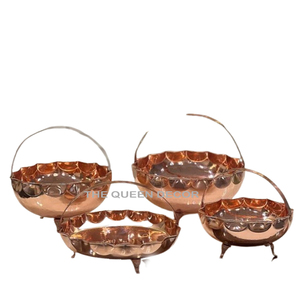 Newest Look Stainless Steel Metal Sets of 4 round Shape Copper Antique Finished Free Home Decorative Bowls for Parties - Product Image 1