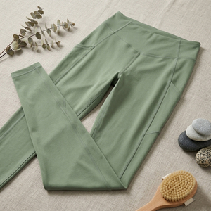 Leggings Color Verde Salvia con Bolsillo, Cintura Alta, Largo Completo, Tejido de Punto, Spandex, Poliéster, Transpirables, de Secado Rápido, Ropa Deportiva para Mujer - Product Image 5