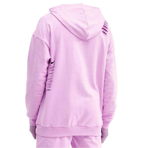 Women Custom Plus Size <b>Pink</b> Hooded <b>Tracksuit</b> Full Length Solid Color Casual Wear Side Pockets Drawstring Closure Regular Winter - Product Image 5
