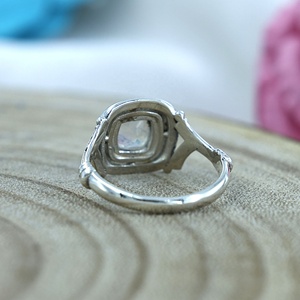 Vintage 925 Silver Rainbow <b>Moonstone</b> Rings Bezel Set Geometric Cushion Cut Natural Crystal Gemstone Unisex Everyday Wear <b>Jewelry</b> - Product Image 4