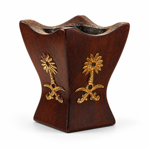 Luxury Wooden <b>Bakhoor</b> <b>Burner</b> Arabic Oud Incense <b>Burner</b> with Gold Palm Design - Product Image 1