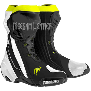 Botas de Motociclismo de Cuero de Diseño Exclusivo para Hombre, Forro de Malla de Primera Calidad, Estilo de Carreras, Ventiladas, Blancas - Product Image 5
