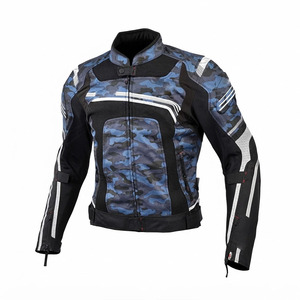 Blouson moto en mesh camouflage personnalisé avec logo pour homme, protection CE, bleu camouflage, respirant, été, réfléchissant - Product Image 1