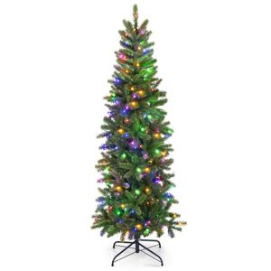 Árbol de Navidad Artificial de Abeto de 210 cm con 180 Luces LED Cálidas Blancas y Multicolor, Decoración de PVC para Interiores/Exteriores - Product Image 6
