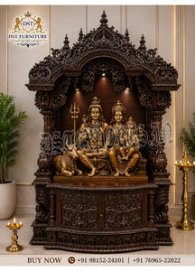 Teak Wooden Carved Temple Open Base Premium Cathedral Style Wooden Altar Solid Teak Church Prayer <b>Cabinet</b> Wooden Prayer <b>Cabinet</b> - Product Image 3