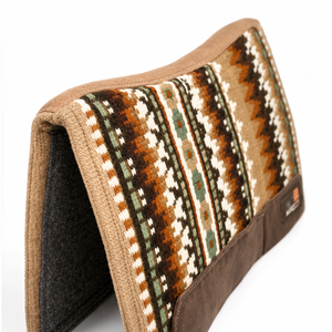 Manaal Enterprises Western Saddle Pad FELT PAD 03 Classic <b>Wool</b> Shell Geometric Pattern <b>Brown</b> Leather Trim Fleece Lining Felt - Product Image 4