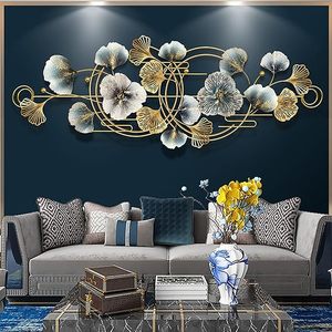 Flowers and <b>Leaves</b> Horizontal Luxury Iron Metal Modern <b>Wall</b> Art for Home <b>Decoration</b> and Wedding - Product Image 6
