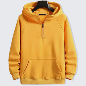 Custom <b>Men</b> <b>Half</b> <b>Zip</b> Hoodie Fashionable Loose Fit Solid Color Hooded <b>Sweatshirt</b> Casual Daily Wear Outdoor Activity Pullover Tops - Product Image 3