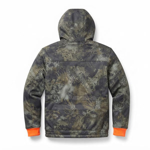 Veste de chasse réversible pour l'extérieur, design camouflage et orange vif avec capuche, fermeture éclair intégrale, poches pratiques, construction durable - Product Image 2