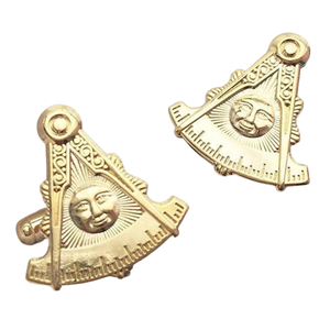 Custom Past Master Blue Lodge <b>Studs</b> Gold Plated Masonic Sun Moon Emblem Freemason Formal Shirt Cuff Links - Product Image 1